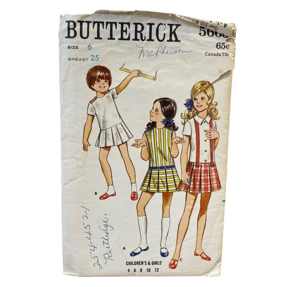 Butterick 5665 Childrens Girls One-Piece Dress Pattern Size 6 Sewing Pattern - Picture 1 of 2